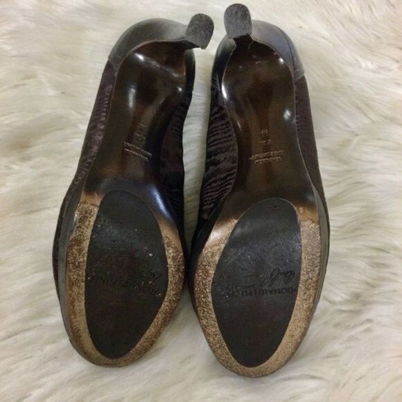 Donald‎ J. Pliner Chocolate Brown Satin Open Toe Pumps Heels 7.5M - Picture 7 of 10